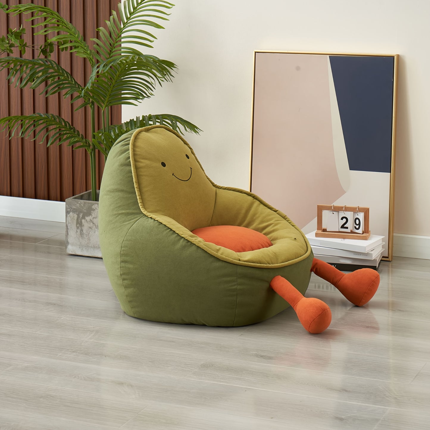Cute Cartoon Avocado Sofa | Designer Single Chair for Relaxing in Living Room, Sponge Filled, No Assembly Required