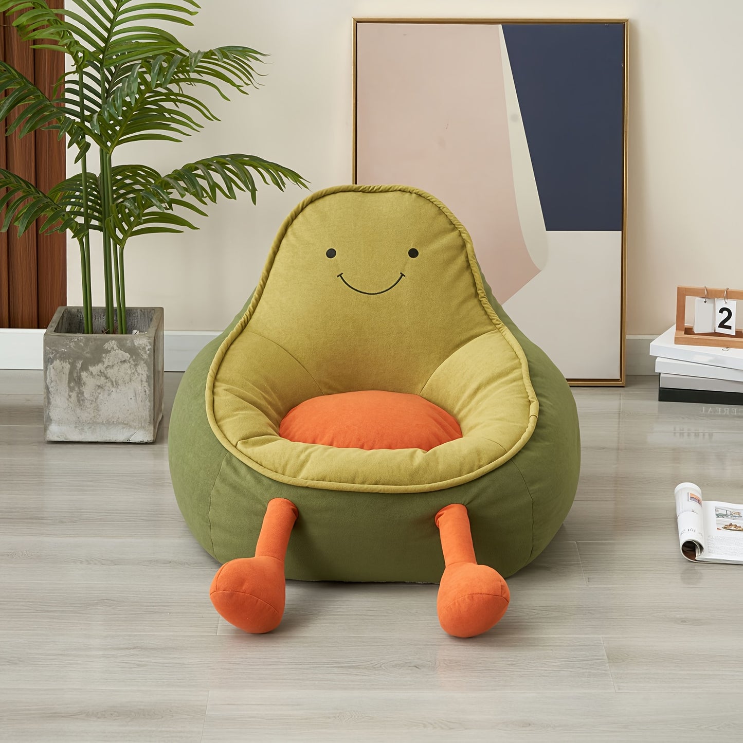 Cute Cartoon Avocado Sofa | Designer Single Chair for Relaxing in Living Room, Sponge Filled, No Assembly Required