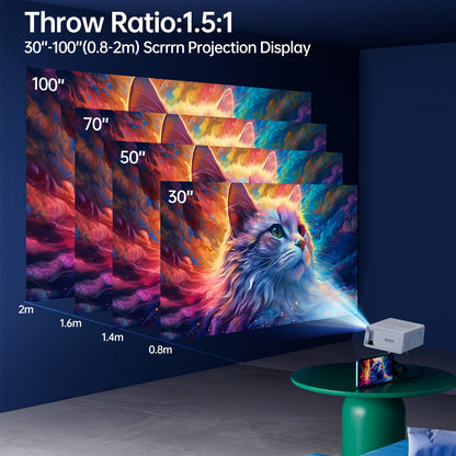 Compact Projector That Supports 1080P, Features USB Connectivity, And Comes with a Remote Control. It Is Compatible with Smartphones, Tablets, Laptops, TV Sticks, And USB Drives. It Includes a Desktop Mount, LCD Display, Powe