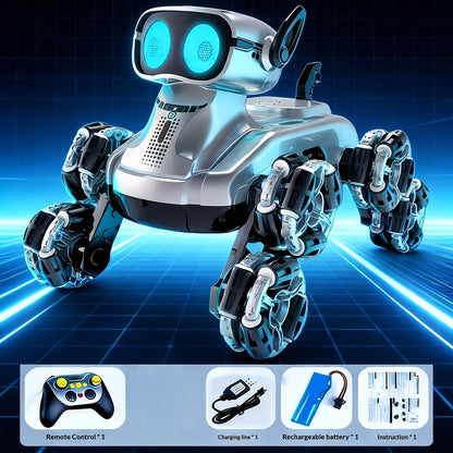 8-Wheel Enhanced Robotic Dog, Intelligent Stunt Toy Vehicle, Gesture-Controlled Dual-Mode Transforming Climbing Car, Off-Road Toy Vehicle, Dual-Power Battery, a Beloved Holiday Gift for Kids