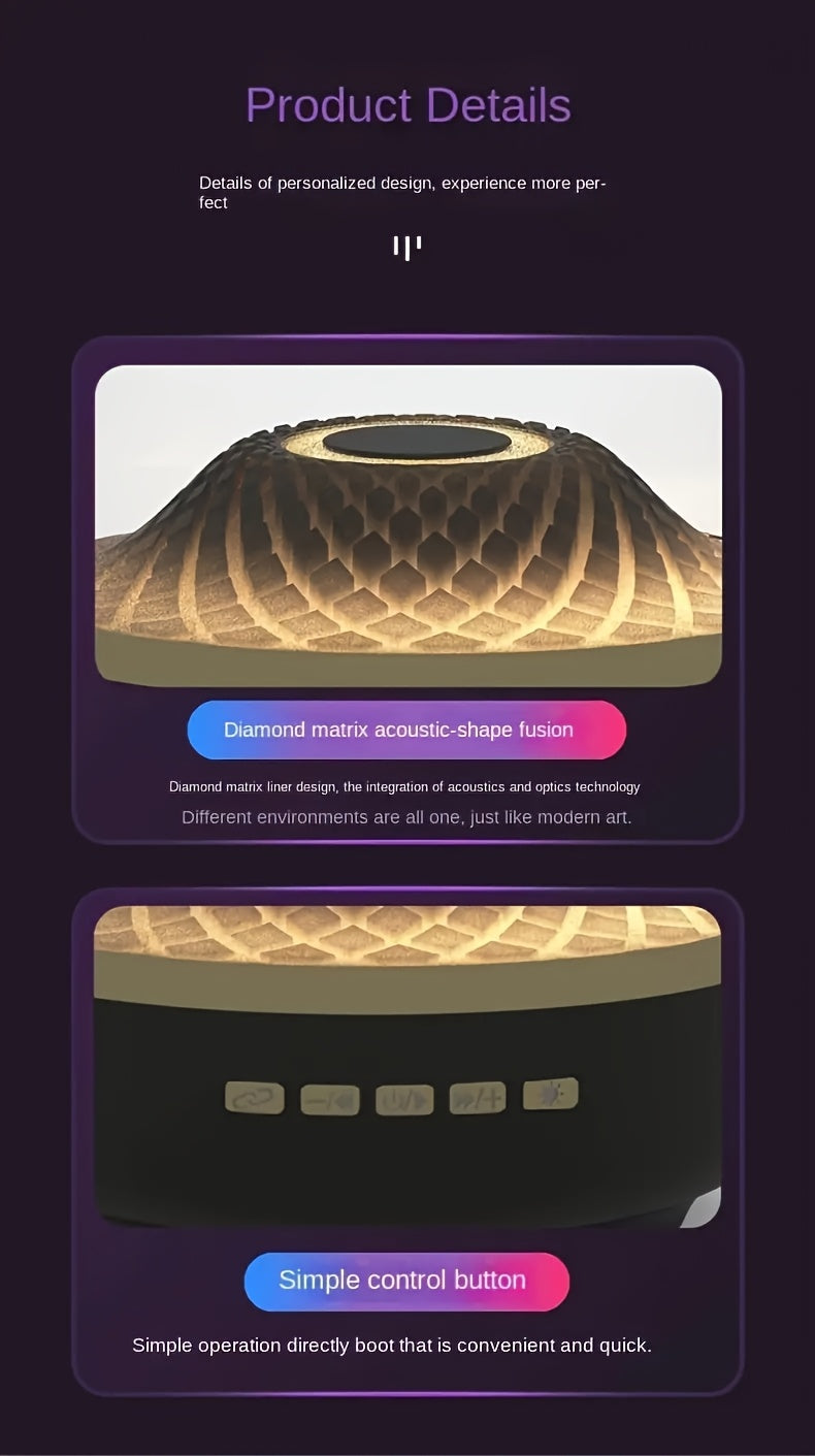 Wireless Home Theater Speakers - USB Charging, Stereo Sound, Diamond Effect Color Lighting Theme, High-Quality Audio, Immersive Home Entertainment, Portable Wireless Speakers, Are The Perfect Gift Choice for 10 Major Holidays