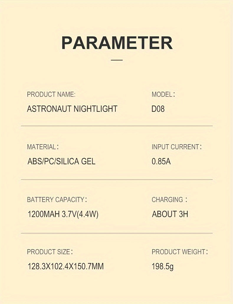 Astronaut Night Light, Rechargeable Bedside Lamp, 3 Color Lights, 4 Adjustable Brightness Levels, Bedroom Sleep Light, Astronaut Desktop Decoration, Birthday Gift, Christmas Gift