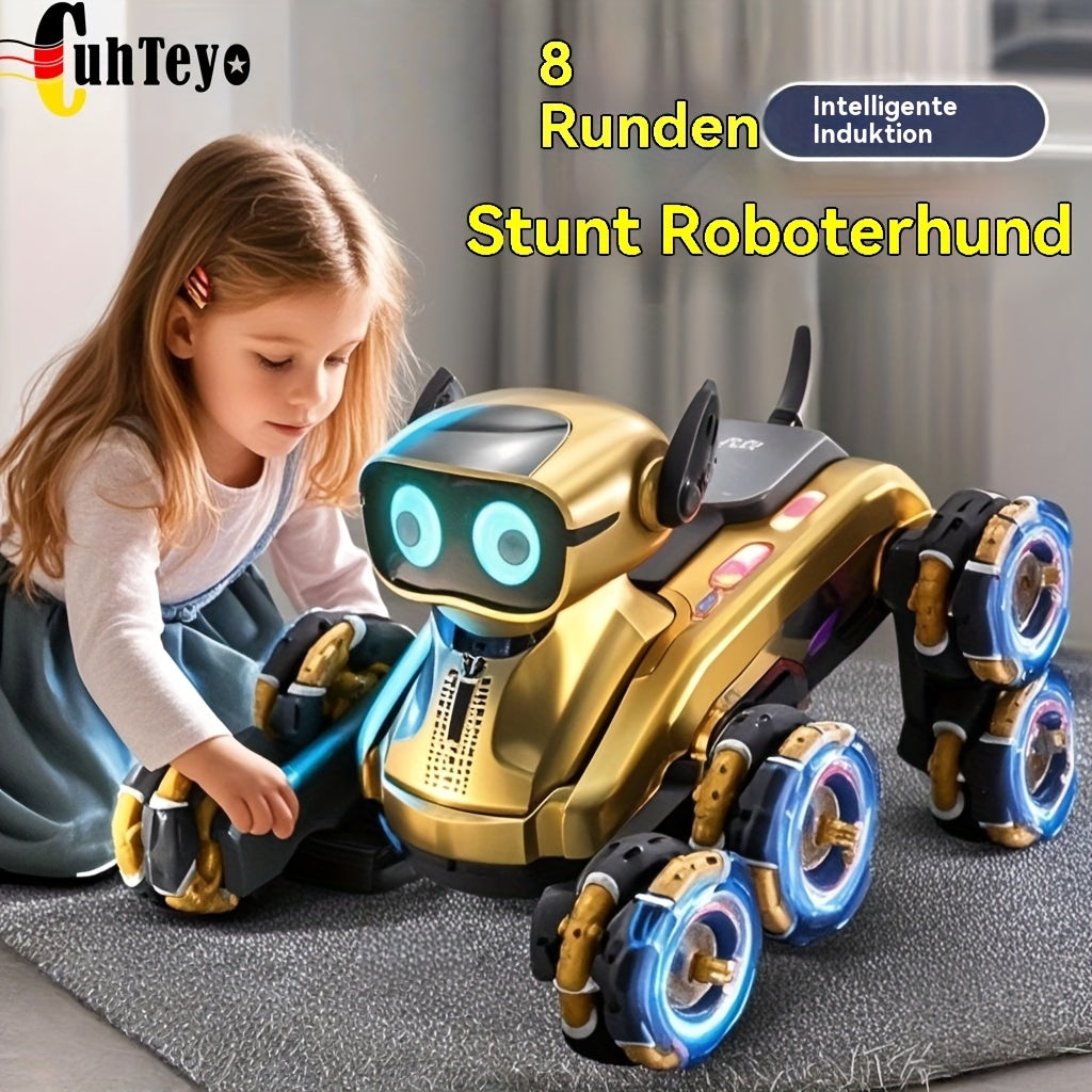 8-Wheel Enhanced Robotic Dog, Intelligent Stunt Toy Vehicle, Gesture-Controlled Dual-Mode Transforming Climbing Car, Off-Road Toy Vehicle, Dual-Power Battery, a Beloved Holiday Gift for Kids