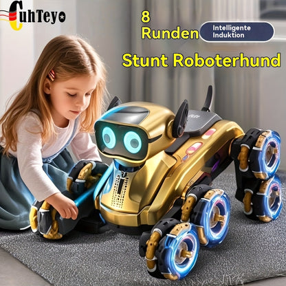 8-Wheel Enhanced Robotic Dog, Intelligent Stunt Toy Vehicle, Gesture-Controlled Dual-Mode Transforming Climbing Car, Off-Road Toy Vehicle, Dual-Power Battery, a Beloved Holiday Gift for Kids