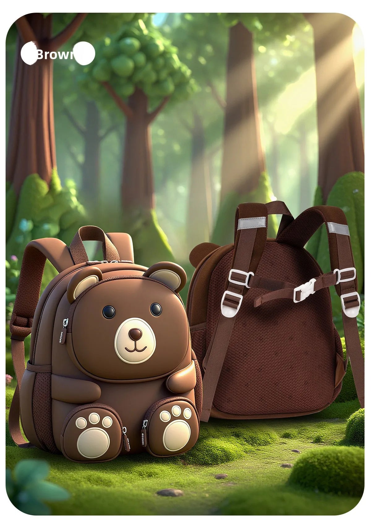 Fashionable Waterproof Polyester Lined Three-Dimensional Cartoon Backpack for Kids for Outings Play Kindergarten Use Zipper