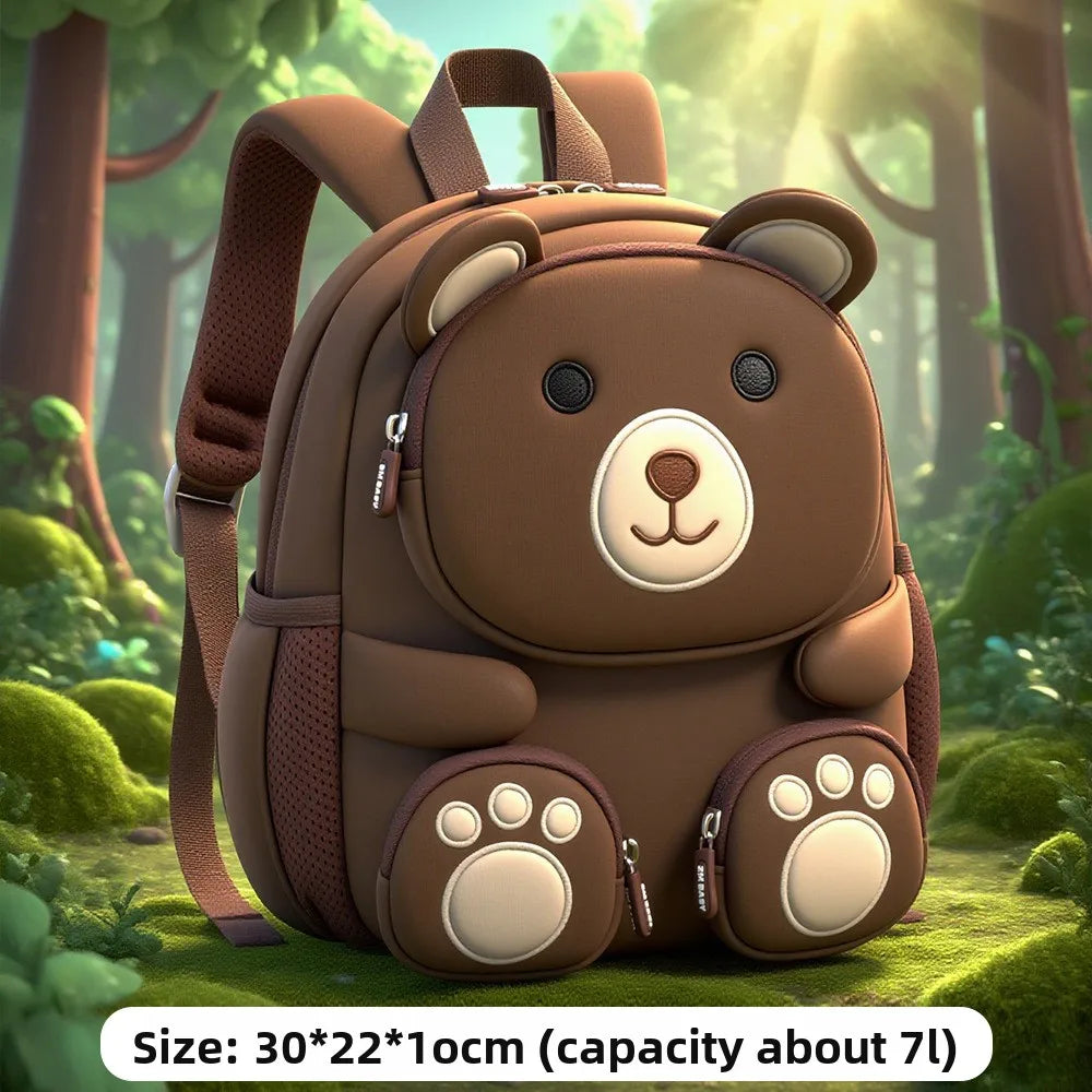 Fashionable Waterproof Polyester Lined Three-Dimensional Cartoon Backpack for Kids for Outings Play Kindergarten Use Zipper