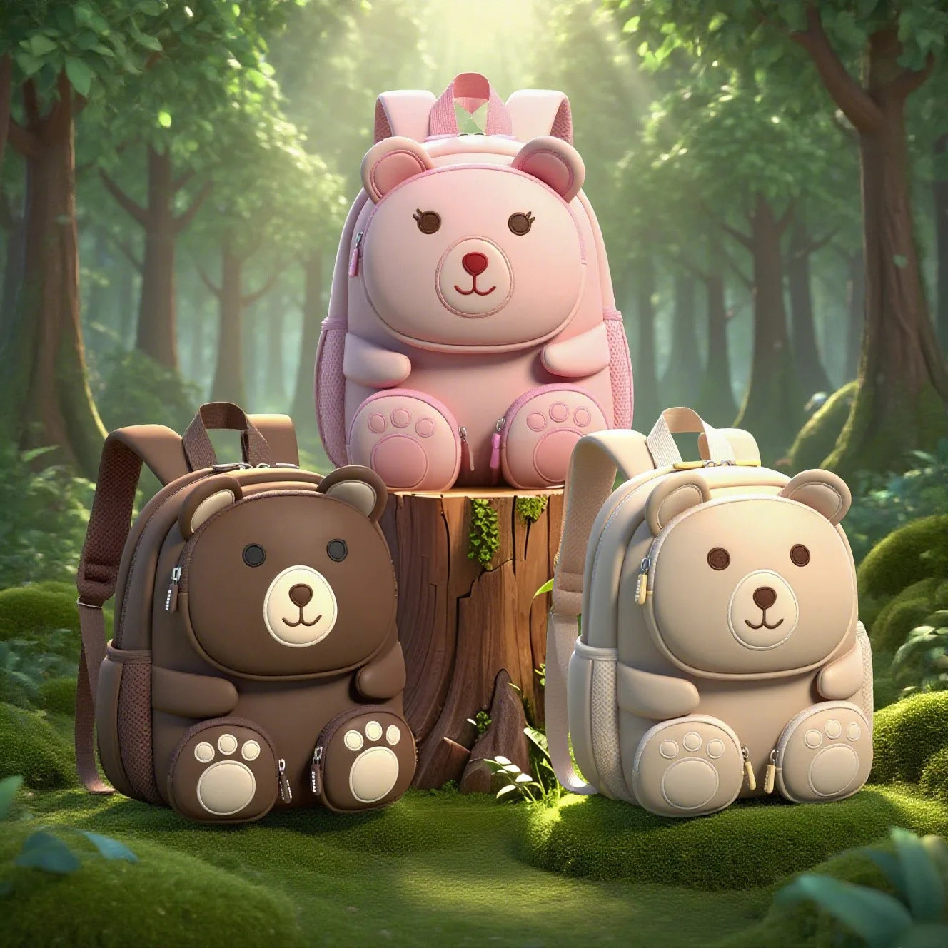 Fashionable Waterproof Polyester Lined Three-Dimensional Cartoon Backpack for Kids for Outings Play Kindergarten Use Zipper