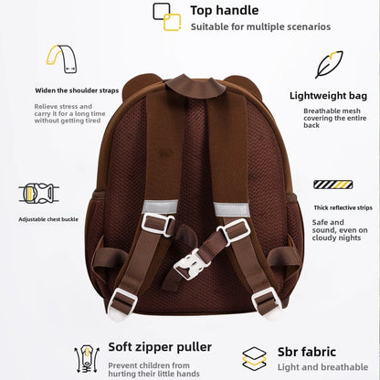 Fashionable Waterproof Polyester Lined Three-Dimensional Cartoon Backpack for Kids for Outings Play Kindergarten Use Zipper