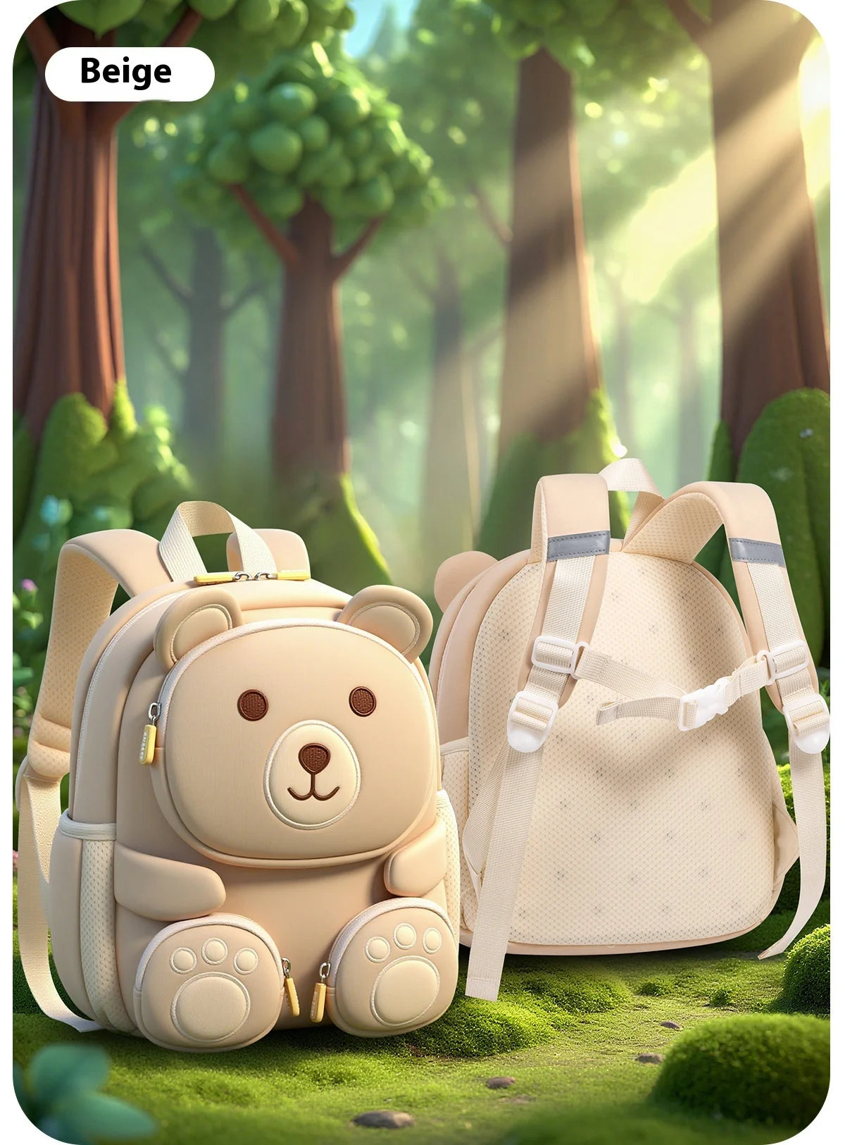 Fashionable Waterproof Polyester Lined Three-Dimensional Cartoon Backpack for Kids for Outings Play Kindergarten Use Zipper