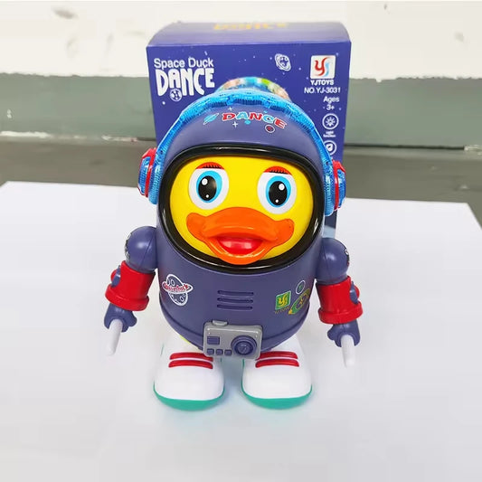 Space Themed Dancing Robot Duck Toy Electronic Pet with Music & LED Lights Educational Walking Animal Gift for Kids