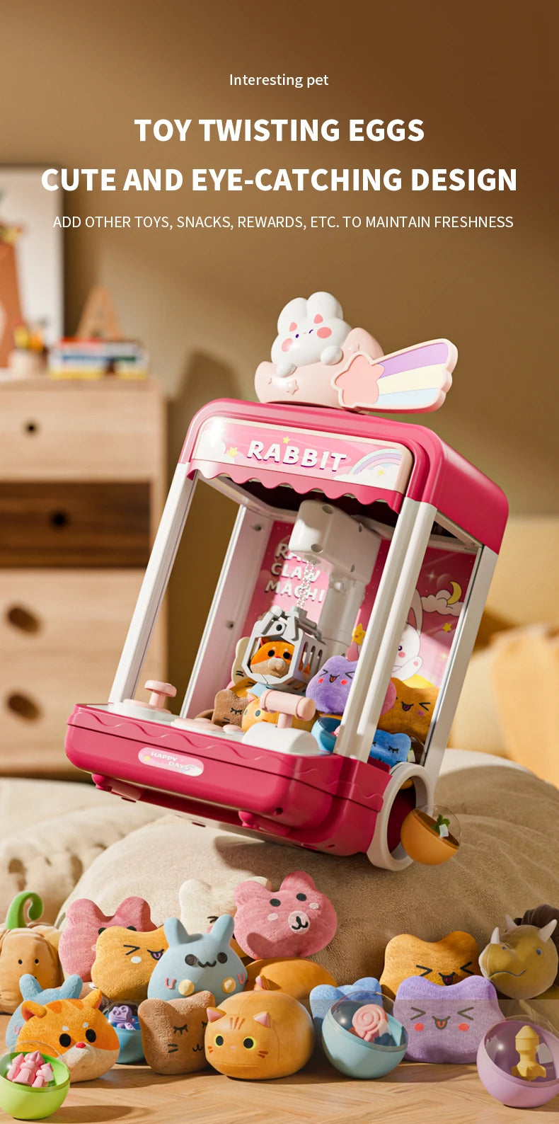 Large doll grabbing machine, toy party clip, doll twisting machine, household lighting and music, two power supply modes, drawer
