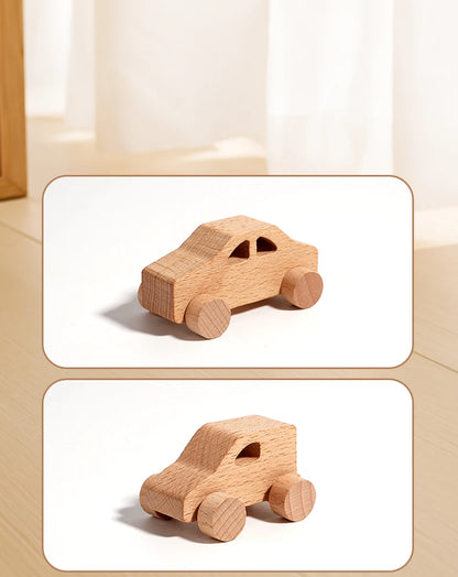 8 Mini Voitures Bois - Jouet Préhension Enfants