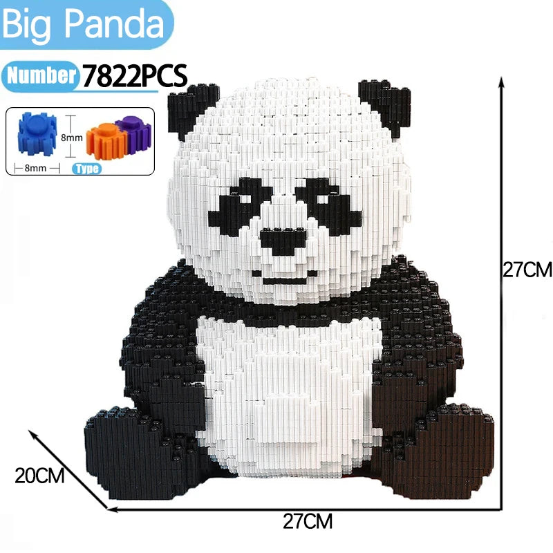 7822pcs Creative DIY Assemable Animal Cute Panda Mini Diamond Building Blocks Educational Boy Toys For Children 3D Model Bricks