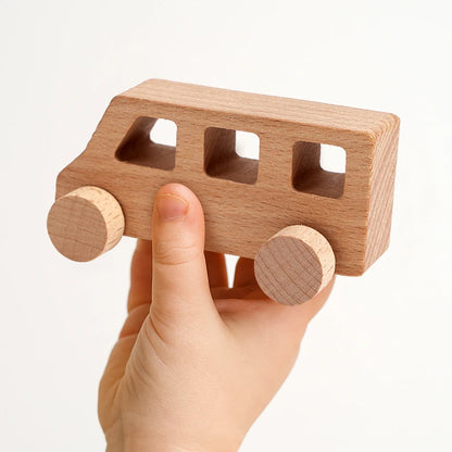 8 Mini Voitures Bois - Jouet Préhension Enfants