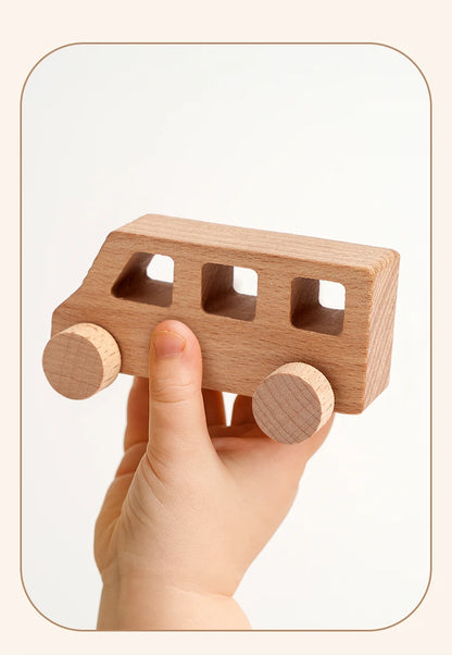 8 Mini Voitures Bois - Jouet Préhension Enfants