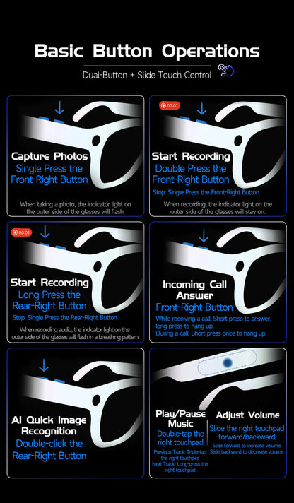 2026New 800W Pixel Camera Smart Glasses Men Video Recording AI Photo Recognition Bluetooth Call Voice Translation Sunglasses Man