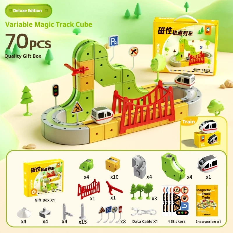 Cube Train Magnétique - Rail DIY Haute Vitesse