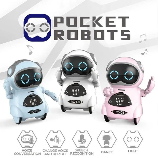 Voice Recognition Pocket Robot Singing Dancing Smart Robot Talking Interactive Robot LED Lights Communication Mini Robot
