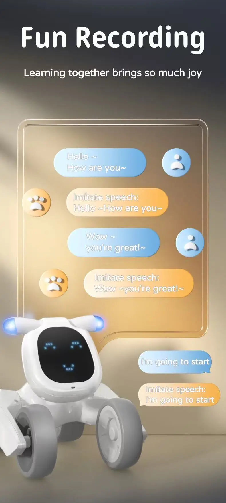 Chien Robot IA - Interactif 9 Langues