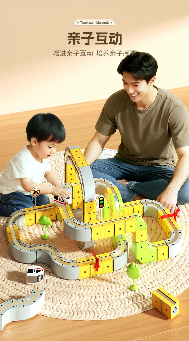 Cube Train Magnétique - Rail DIY Haute Vitesse