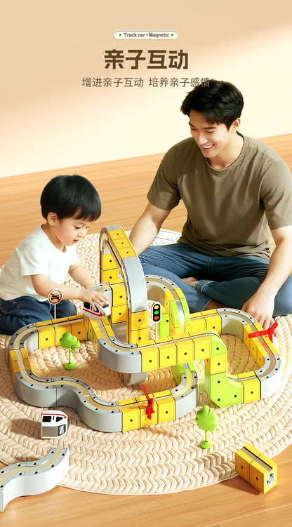 Cube Train Magnétique - Rail DIY Haute Vitesse