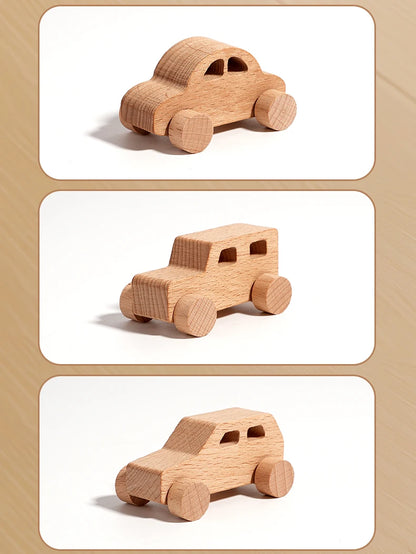 8 Mini Voitures Bois - Jouet Préhension Enfants