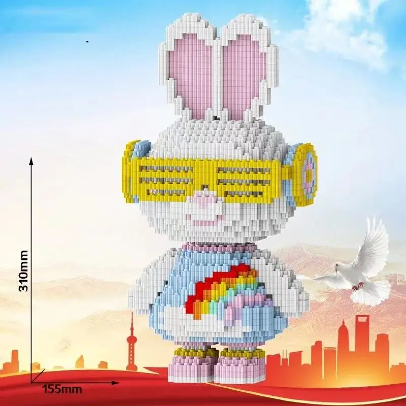 33CM Mini Colorful Rabbit 3D Model small particles Building Block Assembly Toy Cute Small Particle Puzzle Ornaments Kids Gift