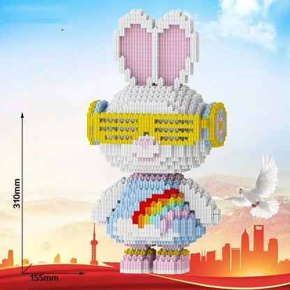 33CM Mini Colorful Rabbit 3D Model small particles Building Block Assembly Toy Cute Small Particle Puzzle Ornaments Kids Gift