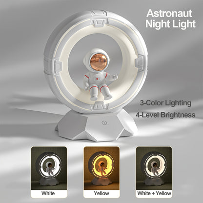 Astronaut Night Light, Rechargeable Bedside Lamp, 3 Color Lights, 4 Adjustable Brightness Levels, Bedroom Sleep Light, Astronaut Desktop Decoration, Birthday Gift, Christmas Gift