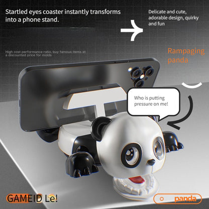 A Rampaging Panda Coaster - an Interactive Desktop Ornament Featuring a Fun And Humorous Design with a "Surprise Glare!" It Serves As Both a Mobile Phone Stand And a Coaster, Making It Ideal for Pranks And Gaming Enjoyment