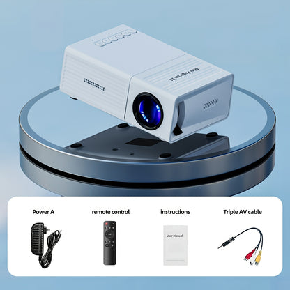 Compact Projector That Supports 1080P, Features USB Connectivity, And Comes with a Remote Control. It Is Compatible with Smartphones, Tablets, Laptops, TV Sticks, And USB Drives. It Includes a Desktop Mount, LCD Display, Powe