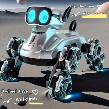 8-Wheel Enhanced Robotic Dog, Intelligent Stunt Toy Vehicle, Gesture-Controlled Dual-Mode Transforming Climbing Car, Off-Road Toy Vehicle, Dual-Power Battery, a Beloved Holiday Gift for Kids