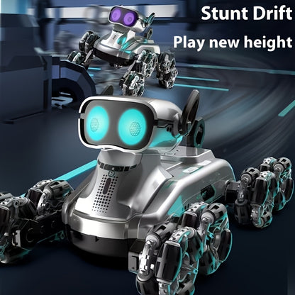 8-Wheel Enhanced Robotic Dog, Intelligent Stunt Toy Vehicle, Gesture-Controlled Dual-Mode Transforming Climbing Car, Off-Road Toy Vehicle, Dual-Power Battery, a Beloved Holiday Gift for Kids