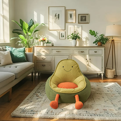 Cute Cartoon Avocado Sofa | Designer Single Chair for Relaxing in Living Room, Sponge Filled, No Assembly Required