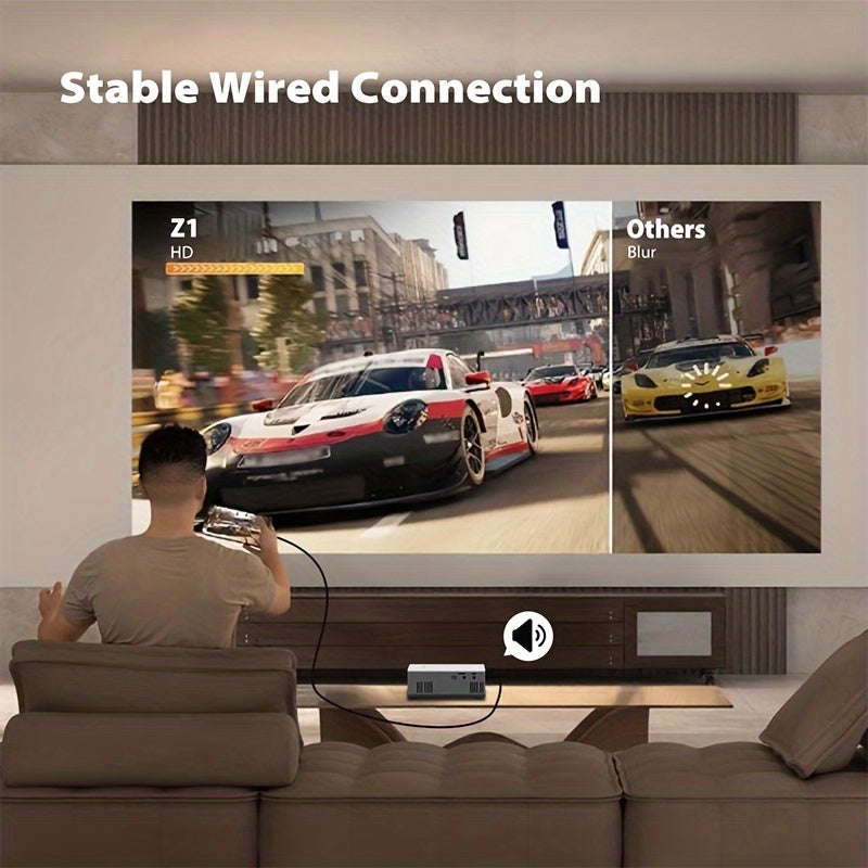 Compact Projector That Supports 1080P, Features USB Connectivity, And Comes with a Remote Control. It Is Compatible with Smartphones, Tablets, Laptops, TV Sticks, And USB Drives. It Includes a Desktop Mount, LCD Display, Powe