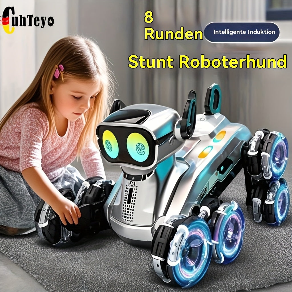8-Wheel Enhanced Robotic Dog, Intelligent Stunt Toy Vehicle, Gesture-Controlled Dual-Mode Transforming Climbing Car, Off-Road Toy Vehicle, Dual-Power Battery, a Beloved Holiday Gift for Kids
