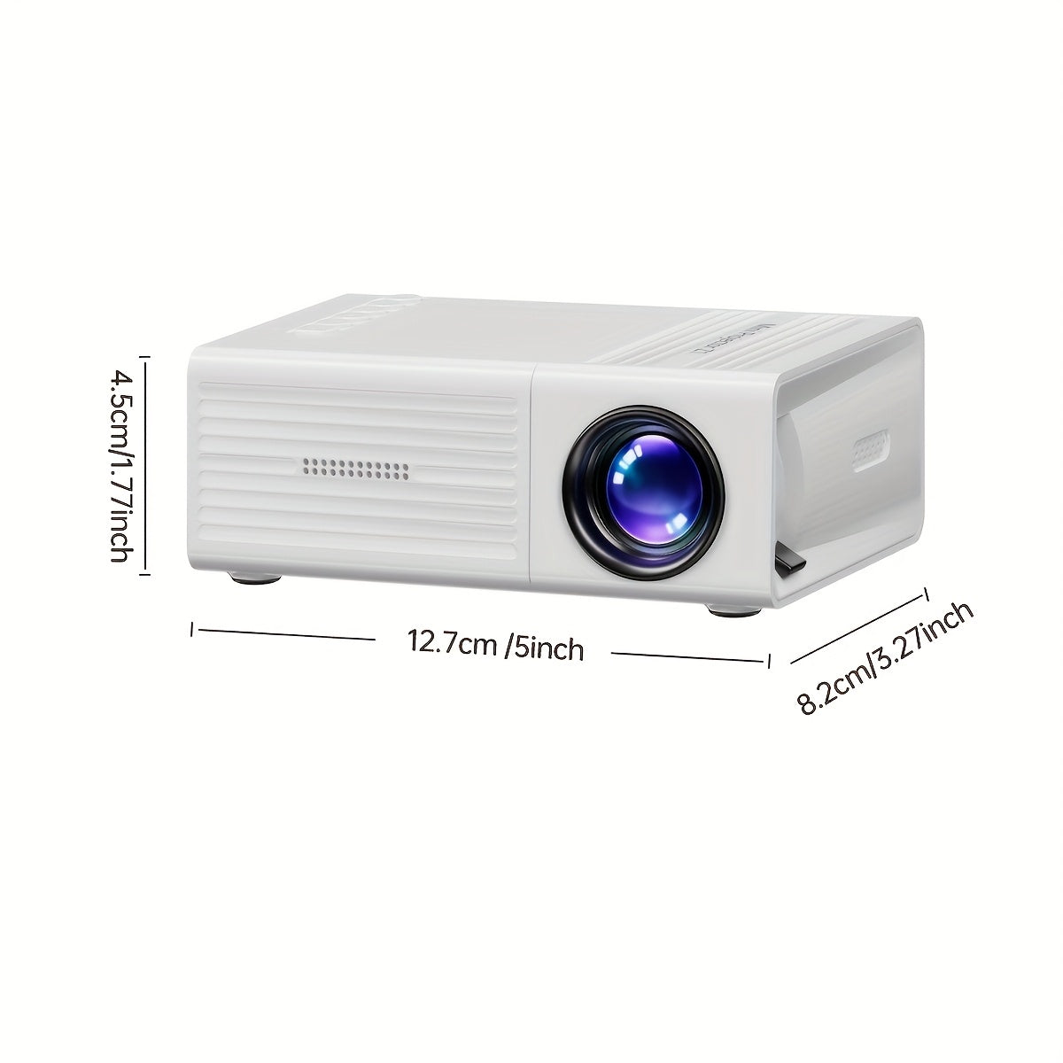 Compact Projector That Supports 1080P, Features USB Connectivity, And Comes with a Remote Control. It Is Compatible with Smartphones, Tablets, Laptops, TV Sticks, And USB Drives. It Includes a Desktop Mount, LCD Display, Powe