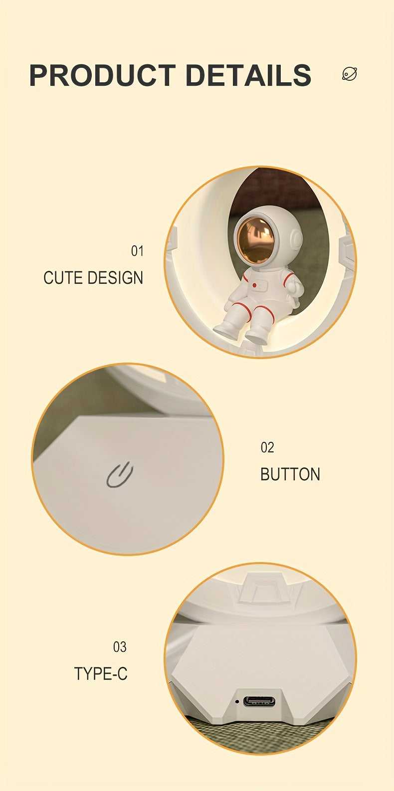 Astronaut Night Light, Rechargeable Bedside Lamp, 3 Color Lights, 4 Adjustable Brightness Levels, Bedroom Sleep Light, Astronaut Desktop Decoration, Birthday Gift, Christmas Gift