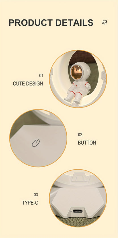 Astronaut Night Light, Rechargeable Bedside Lamp, 3 Color Lights, 4 Adjustable Brightness Levels, Bedroom Sleep Light, Astronaut Desktop Decoration, Birthday Gift, Christmas Gift