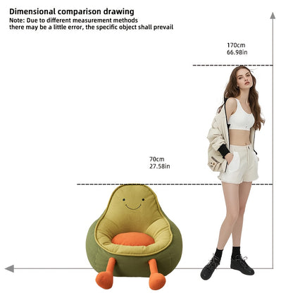 Cute Cartoon Avocado Sofa | Designer Single Chair for Relaxing in Living Room, Sponge Filled, No Assembly Required